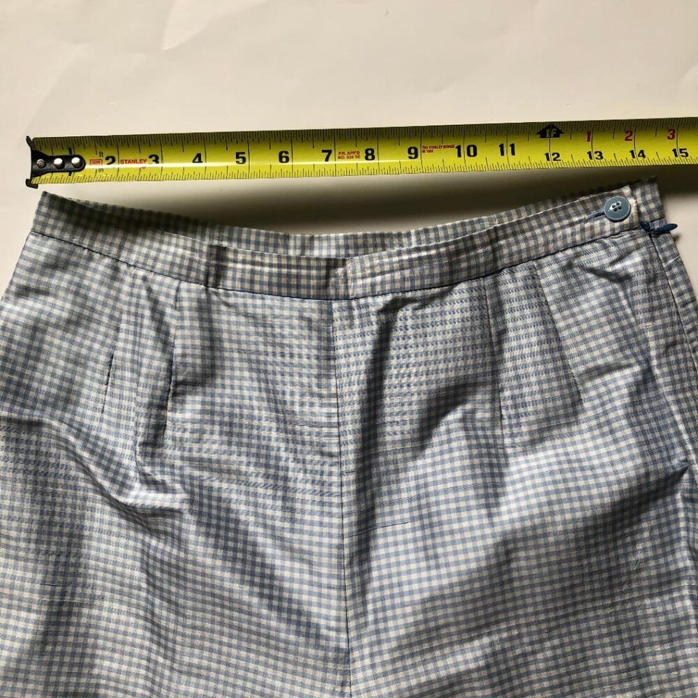 JG Hook 100% silk women’s trousers, fully lined, blue & white gingham Sz 10 - Picture 2 of 4